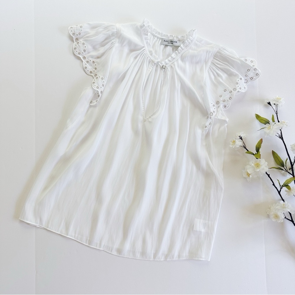 Ramy Brook Hermine Top Short Sleeve White Shirt
